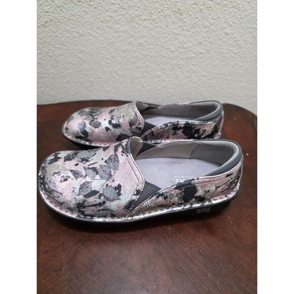 Alegria Debra Clog Leather Pink/Black Floral Slip-On Shoes Size 38 US 8 - Picture 4 of 9